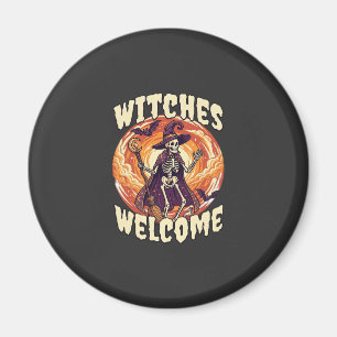 Aimant Sorcières Bienvenue Halloween Squelette Sorcière B