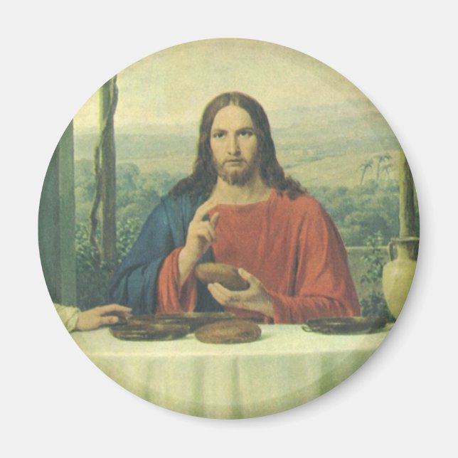 Aimant Souper vintage à Emmaüs avec Jésus-Christ (Devant)