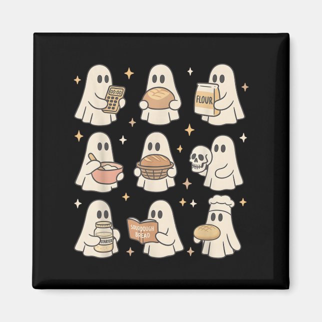 Aimant Sourdough Bread Halloween Cute Ghost Homemaker Bak (Devant)
