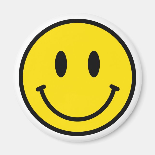 Aimant Sourire Jaune Rouge Noir Blanc Joyeux Visage Emoji (Devant)