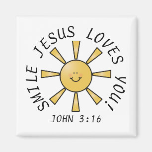 Aimant Sourire soleil Jésus vous aime