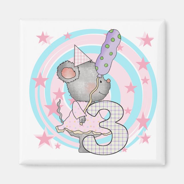Aimant Souris 3e anniversaire T-shirts et cadeaux (Devant)