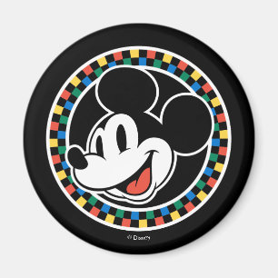 Aimant Souris classique Retro Mickey À damiers coloré