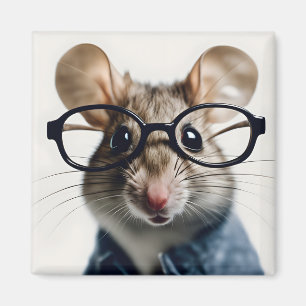 Aimant Souris de champ Portant des lunettes