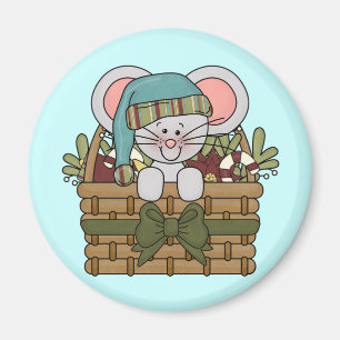 Aimant Souris de Noël dans le panier