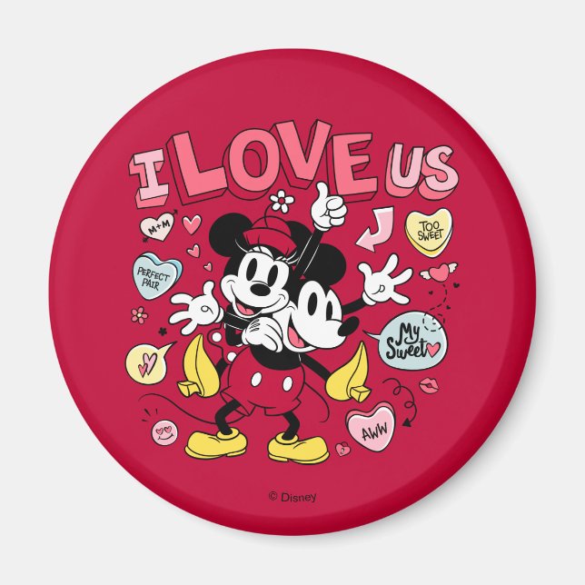 Aimant Souris Mickey et Minnie | Je nous aime (Devant)