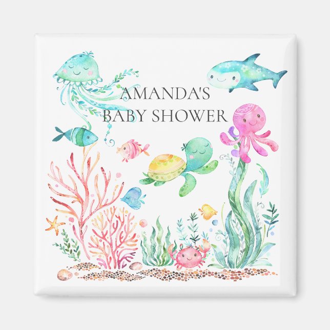 Aimant Sous l'aimant du Baby shower marin Favor (Devant)