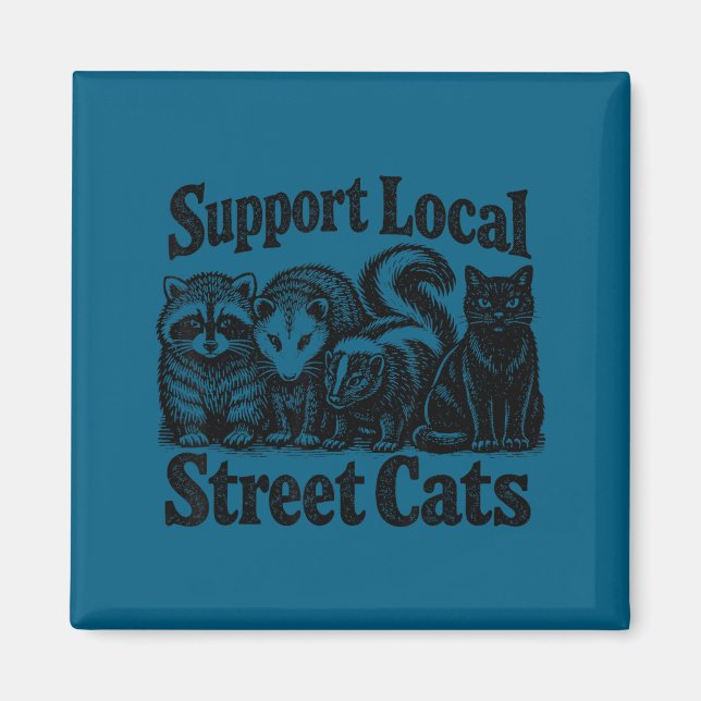 Aimant Soutenez l'équipe de chats de rue locaux poubelle  (Devant)