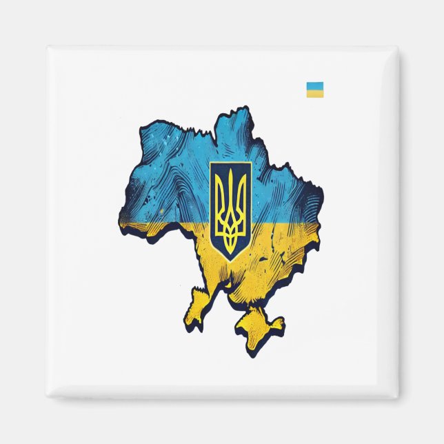 Aimant Soutenez L'Ukraine - Carte De L'Ukraine Libre Avec (Devant)