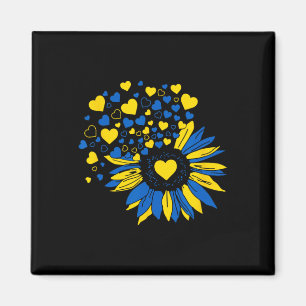 Aimant Soutenir l'Ukraine Tournesol Drapeau Ukrainien Cœu