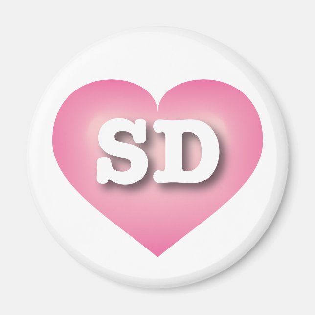 Aimant South Dakota Pink Fade Heart - J'aime SD (Devant)