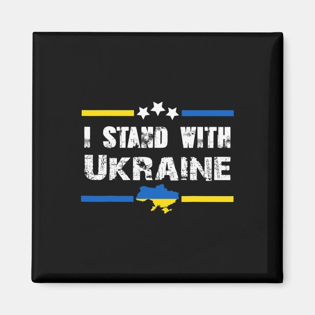 Aimant Soutien Je suis avec le drapeau de l'Ukraine Améri (Devant)