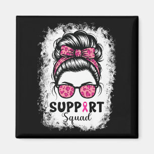 Aimant Soutien Squad Messy Bun Pink Warrior Cancer du sei
