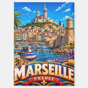 Aimant 🧲 Souvenir de vacances au port de Marseille Franc