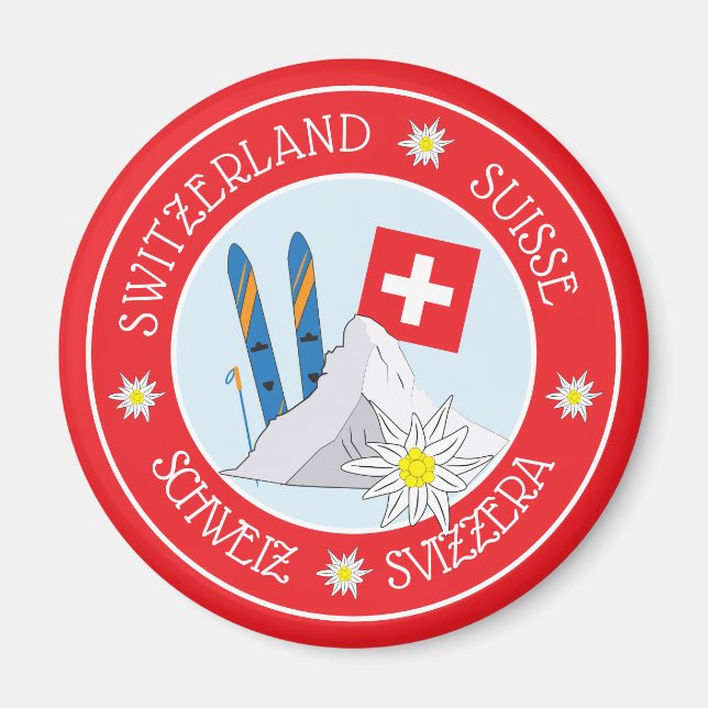 Aimant Souvenir de voyage Suisse Rouge Réfrigérateur magn (Devant)
