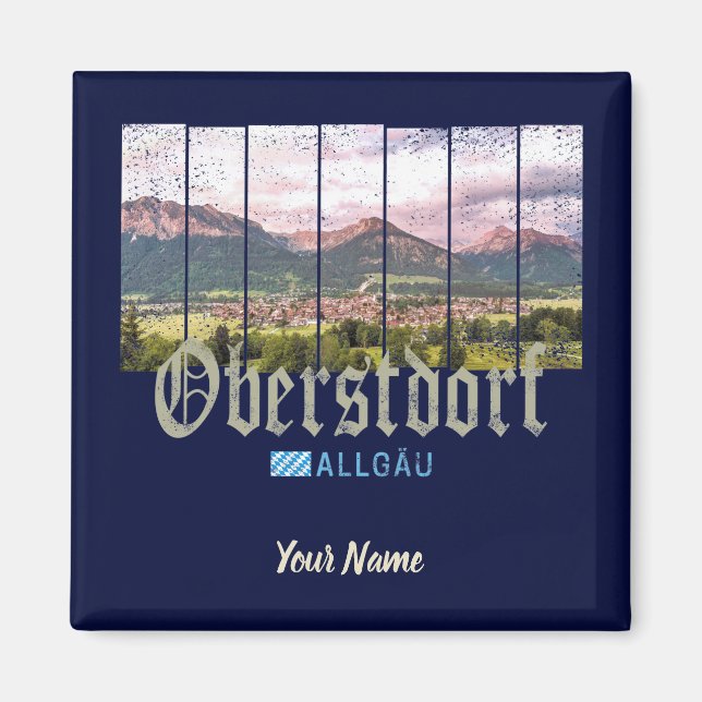 Aimant Souvenir d'Oberstdorf Allgäu Vintage Bavaria Germa (Devant)