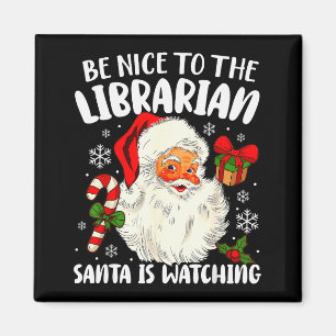 Aimant Soyez gentil avec le Père Noël de la bibliothèque 