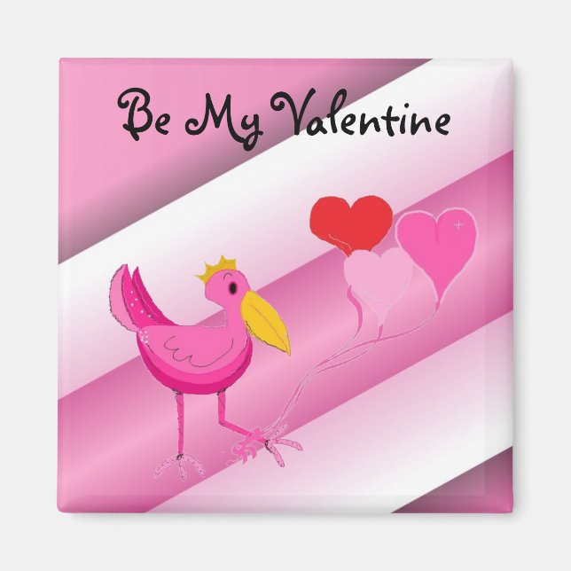 Aimant Soyez ma cigogne rose Valentine (Devant)