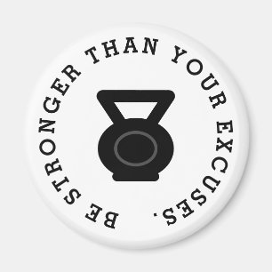 Aimant Soyez plus fort que vos excuses fitness kettlebell