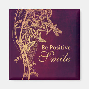 Aimant Soyez positif Smile Elegant Butterfly sur Bourgogn