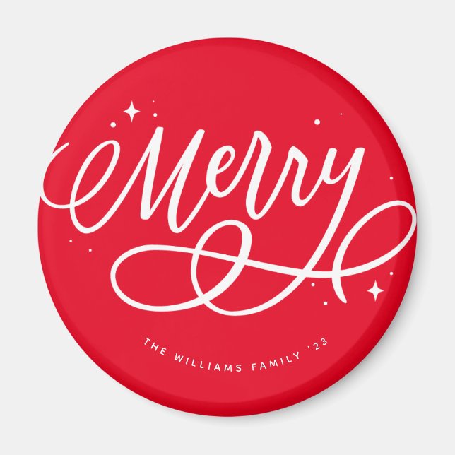 Aimant Sparkly Bubbly Script Merry Holiday (Devant)
