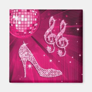 Aimant Sparkly Hot Pink Music Note & Stiletto Heel