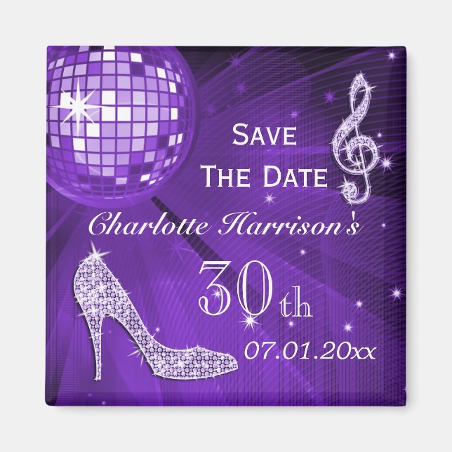 Aimant Sparkly Stiletto Heel 30e anniversaire Enregistrer (Devant)