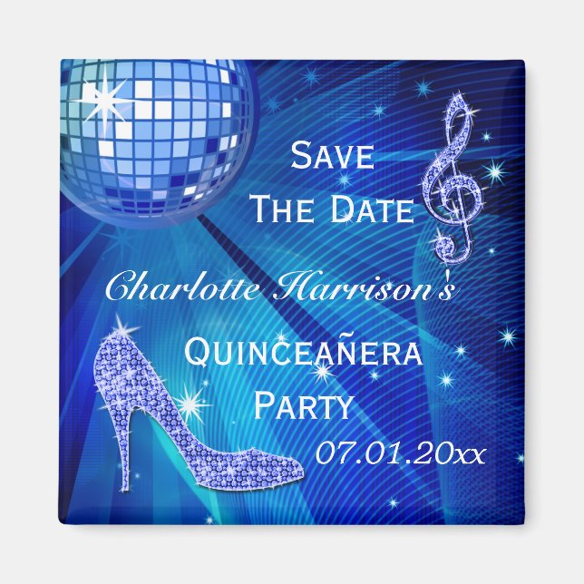 Aimant Sparkly Stiletto Heel Quinceañera Enregistrer La D (Devant)