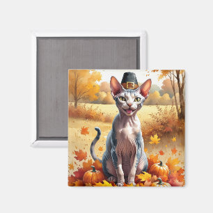 Aimant Sphynx Chat À L'Automne Quitte L'Art Thanksgiving