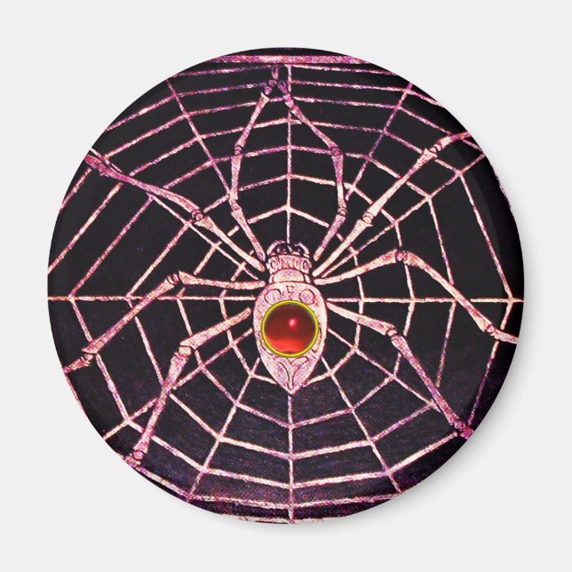 Aimant SPIDER ET WEB Rouge Ruby Noir (Devant)