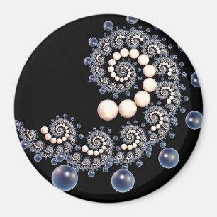 Aimant spiral ivoire et perle bleue