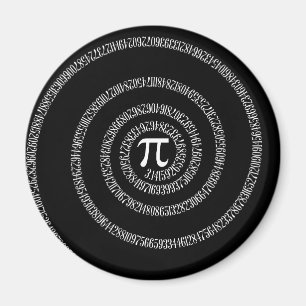 Aimant Spiral pour la typographie de Pi sur le noir