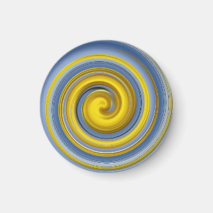 Aimant spirale jaune et bleue