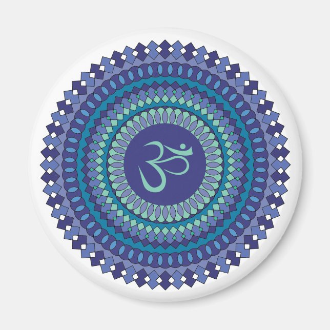 Aimant Spirituelle Mandala Om Purple Aqua Blue Kaleidosco (Devant)