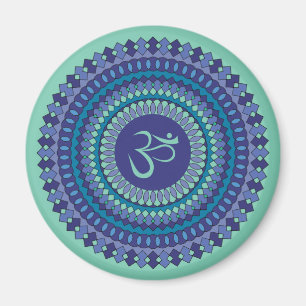 Aimant Spirituelle Mandala Om Purple Aqua Blue Kaleidosco