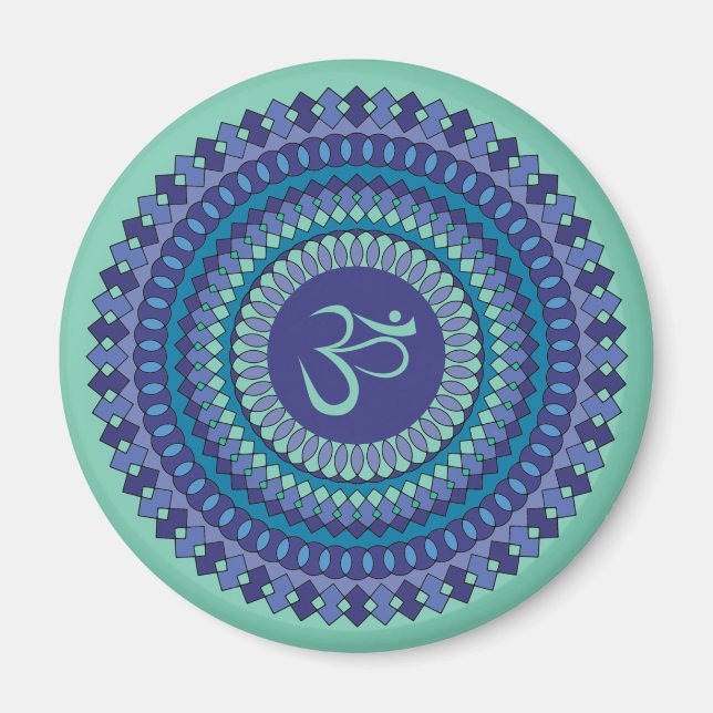 Aimant Spirituelle Mandala Om Purple Aqua Blue Kaleidosco (Devant)