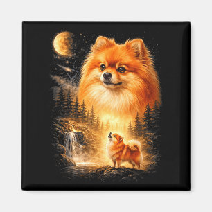 Aimant Spitz nain hurlant à la lune vintage mystique fait