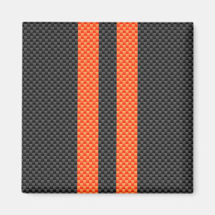 Aimant Sportif Vibrant Orange Stripes Carbone Fibre Style