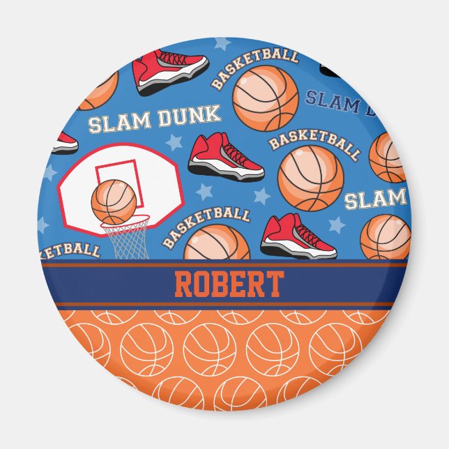Aimant SPORTS Personnaliser Nom Basketball Fan Fun Motif (Devant)