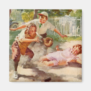 Aimant Sports vintages, Enfants Jouer Sticball Baseball