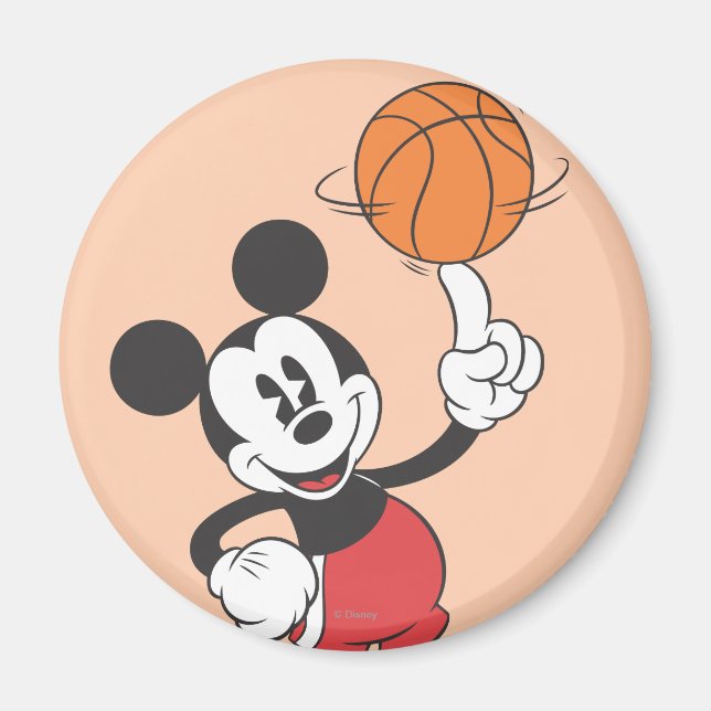 Aimant Sporty Mickey | Basket-ball à rotation (Devant)