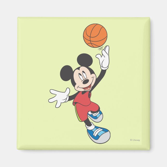 Aimant Sporty Mickey | Lancer le basket-ball (Devant)