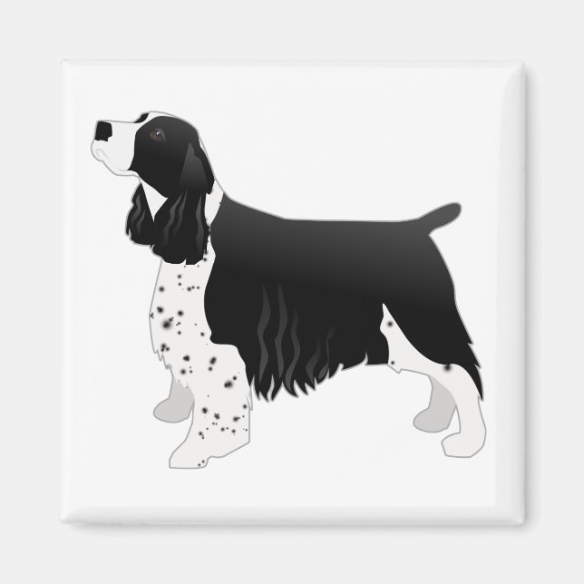 Aimant Springer Spaniel Chien de base race Silhouette Noi (Devant)