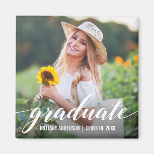Aimant Sq Faire-part photo de la Graduation de Script mod