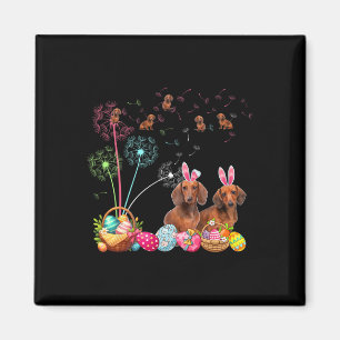 Aimant Squad Couple de Pâques Bunny Dachshunds Dandelions