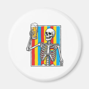 Aimant Squelette Bière Arc-en-ciel Vintage Gravure T-Shir
