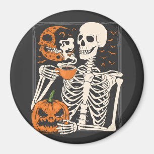 Aimant Squelette Boire Café Lover Halloween Crâne Cir