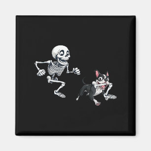 Aimant Squelette Chasse Chien Boston Terrier Halloween An