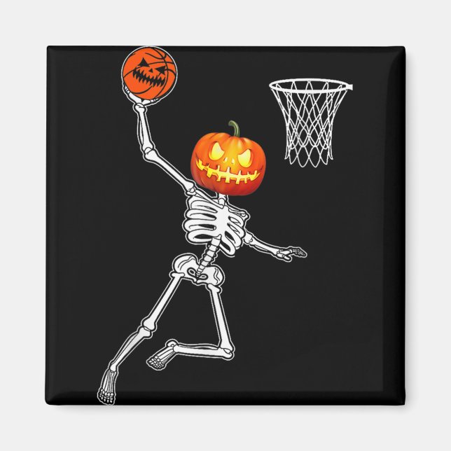 Aimant Squelette citrouille Jouer Basket Halloween Coût (Devant)