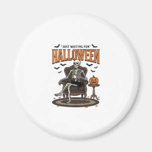Aimant Squelette d'Halloween attendant drôle vintage_1